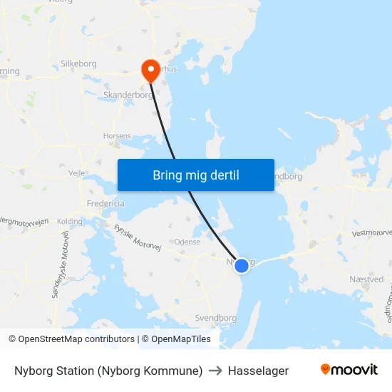 Nyborg Station (Nyborg Kommune) to Hasselager map