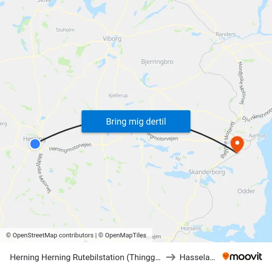 Herning Herning Rutebilstation (Thinggaard) to Hasselager map