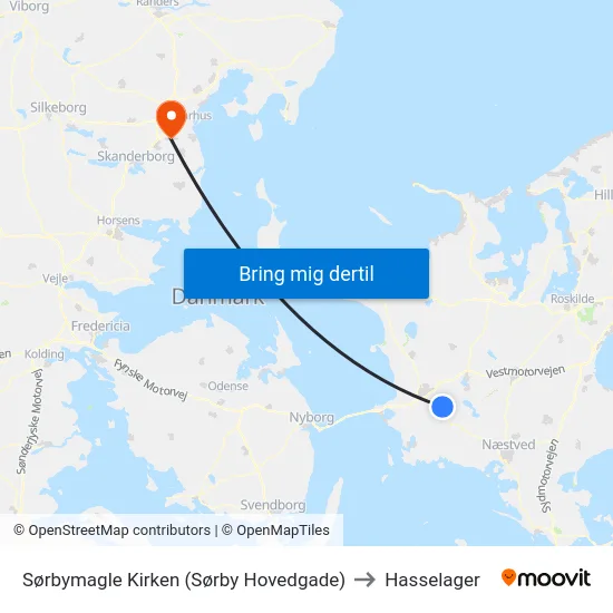 Sørbymagle Kirken (Sørby Hovedgade) to Hasselager map