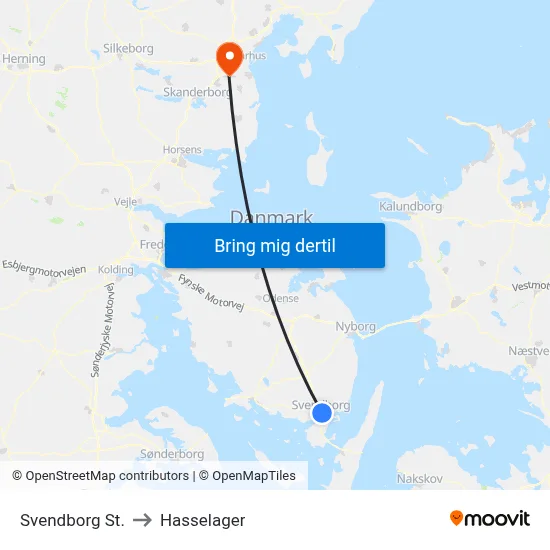 Svendborg St. to Hasselager map