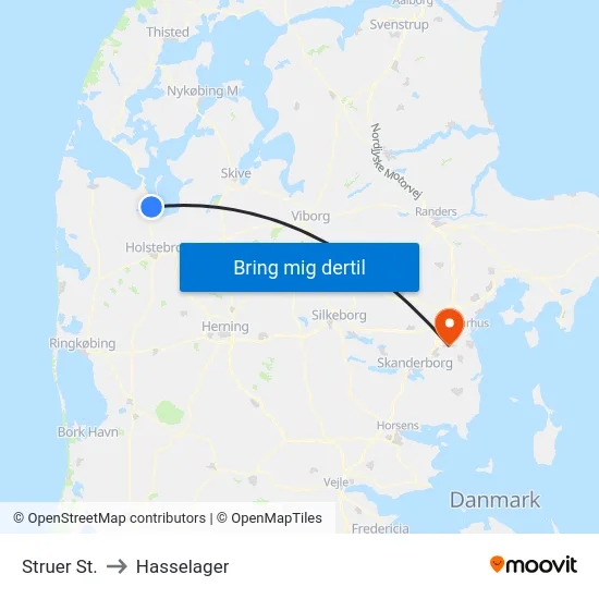 Struer St. to Hasselager map