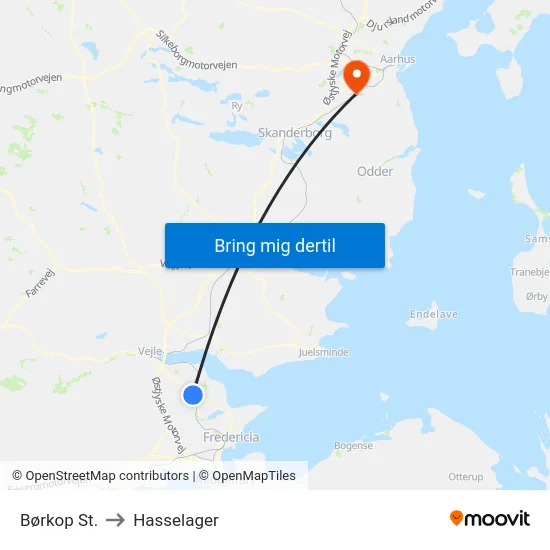 Børkop St. to Hasselager map