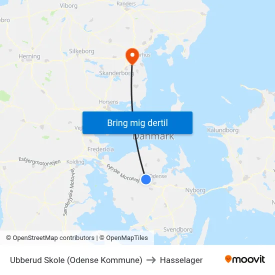 Ubberud Skole (Odense Kommune) to Hasselager map