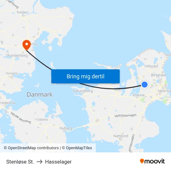Stenløse St. to Hasselager map
