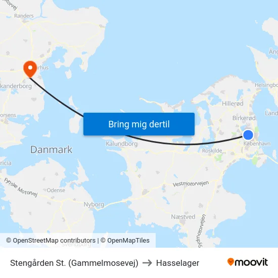 Stengården St. (Gammelmosevej) to Hasselager map
