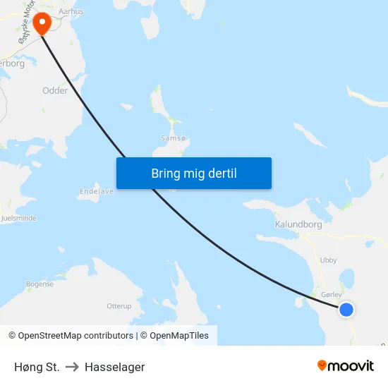 Høng St. to Hasselager map