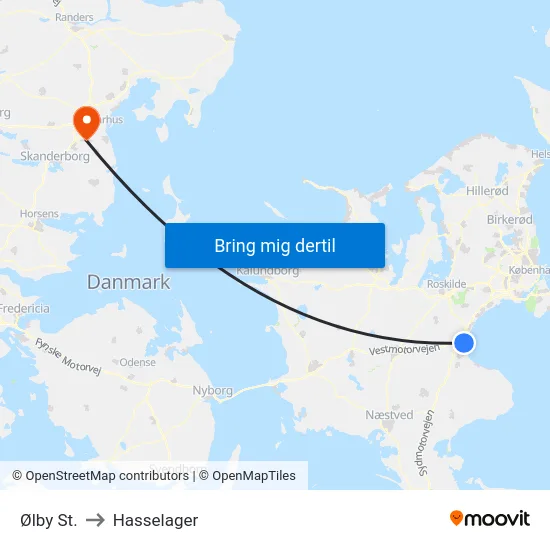 Ølby St. to Hasselager map