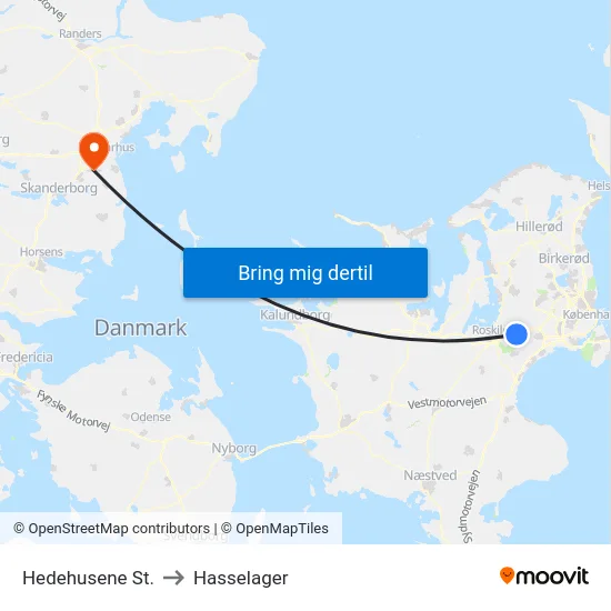 Hedehusene St. to Hasselager map