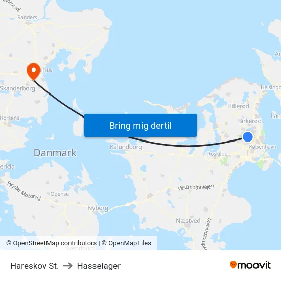 Hareskov St. to Hasselager map