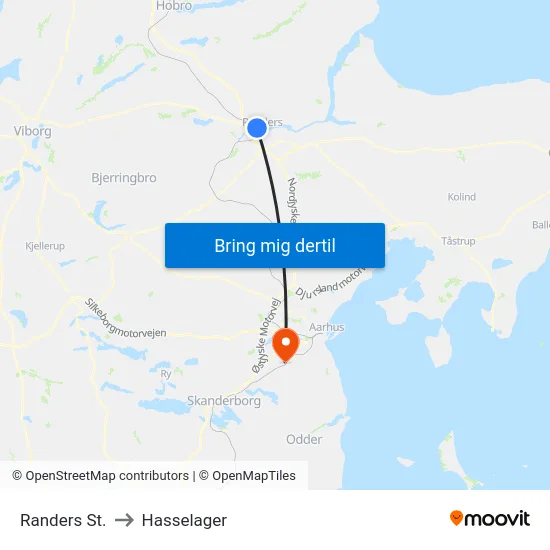 Randers St. to Hasselager map