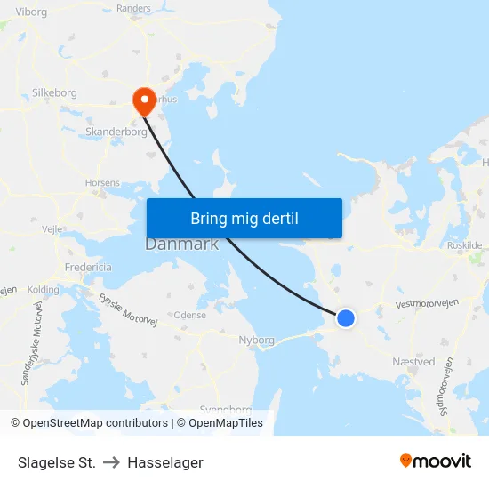 Slagelse St. to Hasselager map