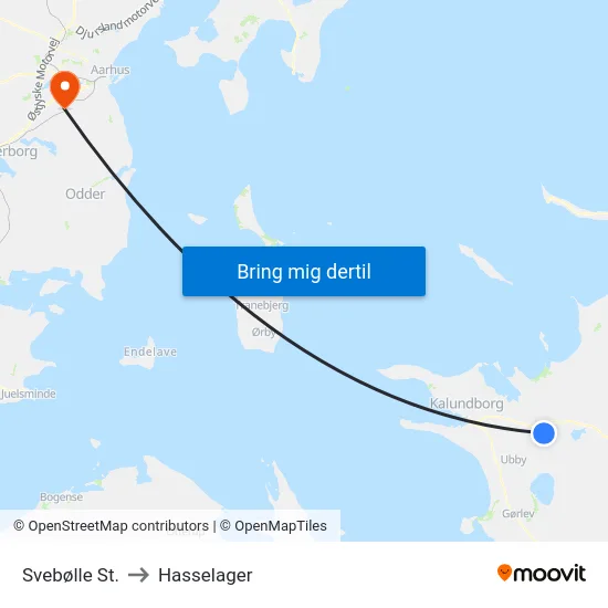 Svebølle St. to Hasselager map