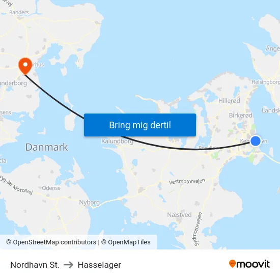 Nordhavn St. to Hasselager map