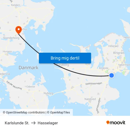 Karlslunde St. to Hasselager map