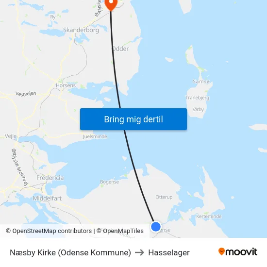 Næsby Kirke (Odense Kommune) to Hasselager map