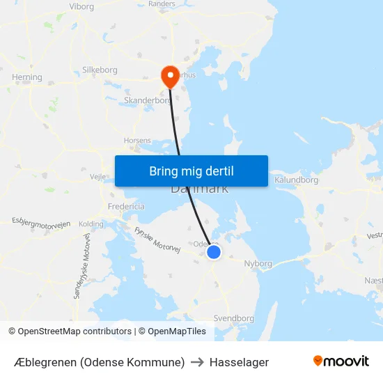 Æblegrenen (Odense Kommune) to Hasselager map
