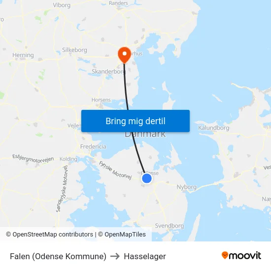 Falen (Odense Kommune) to Hasselager map