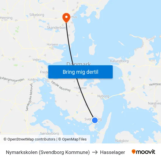 Nymarkskolen (Svendborg Kommune) to Hasselager map