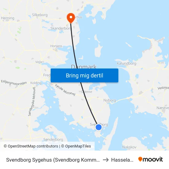 Svendborg Sygehus (Svendborg Kommune) to Hasselager map