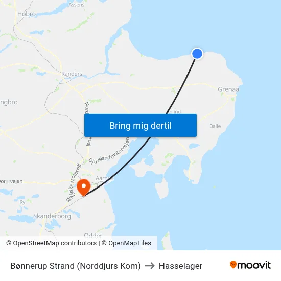 Bønnerup Strand (Norddjurs Kom) to Hasselager map