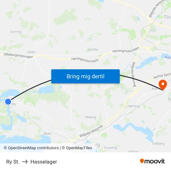 Ry St. to Hasselager map