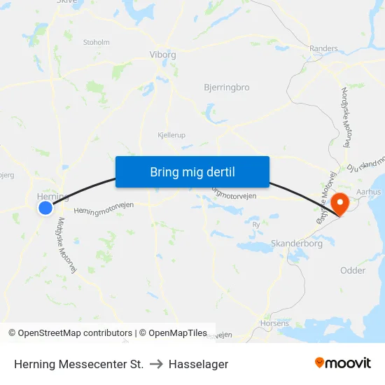 Herning Messecenter St. to Hasselager map