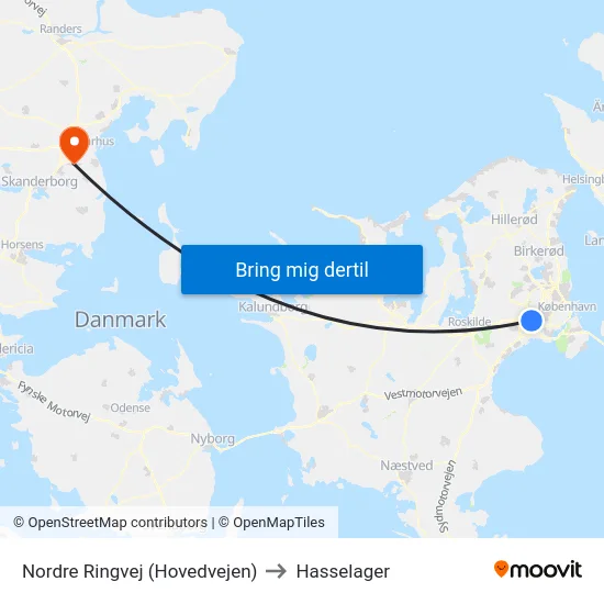 Nordre Ringvej (Hovedvejen) to Hasselager map