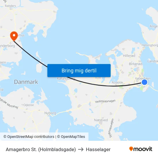 Amagerbro St. (Holmbladsgade) to Hasselager map