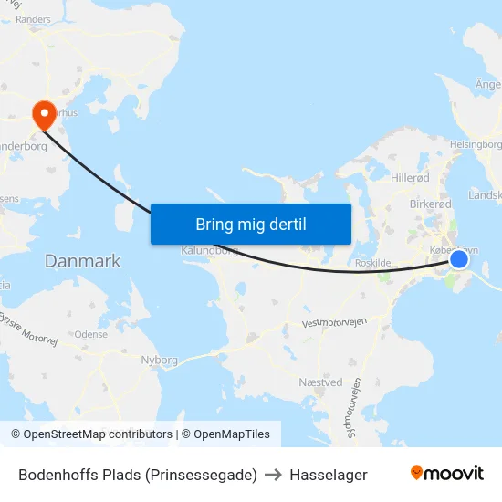 Bodenhoffs Plads (Prinsessegade) to Hasselager map