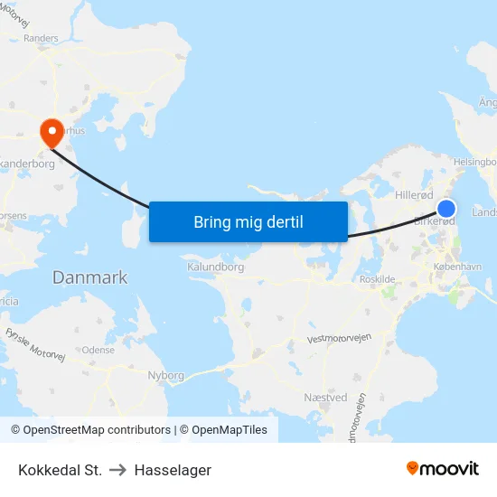 Kokkedal St. to Hasselager map