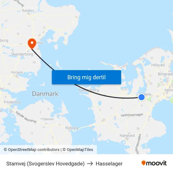 Stamvej (Svogerslev Hovedgade) to Hasselager map