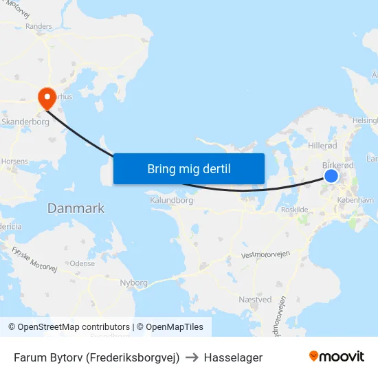 Farum Bytorv (Frederiksborgvej) to Hasselager map