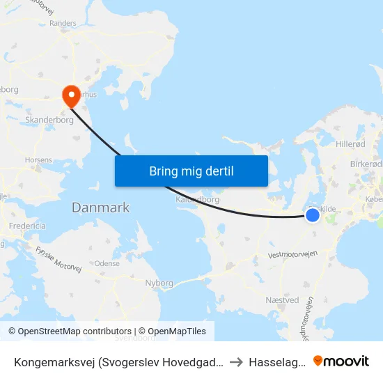 Kongemarksvej (Svogerslev Hovedgade) to Hasselager map