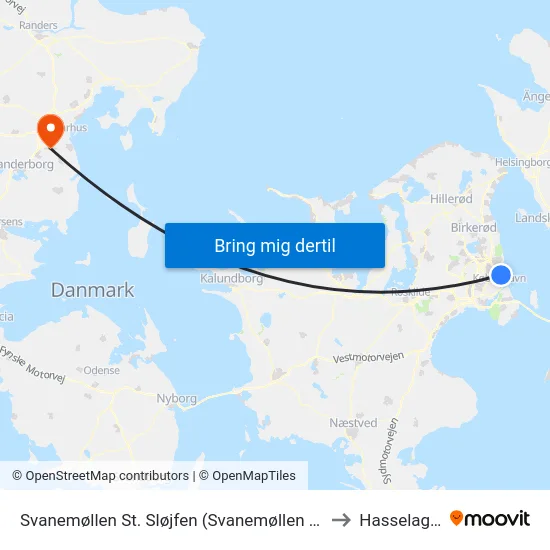 Svanemøllen St. Sløjfen (Svanemøllen St.) to Hasselager map
