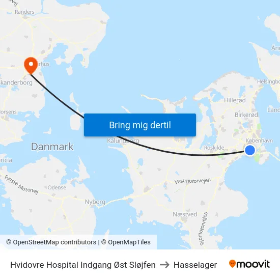 Hvidovre Hospital Indgang Øst Sløjfen to Hasselager map