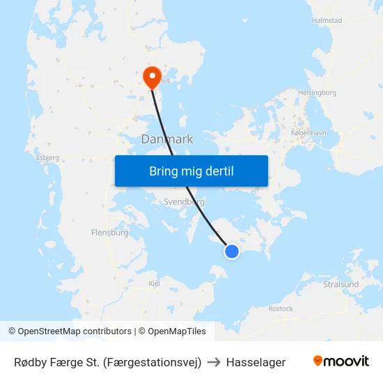 Rødby Færge St. (Færgestationsvej) to Hasselager map