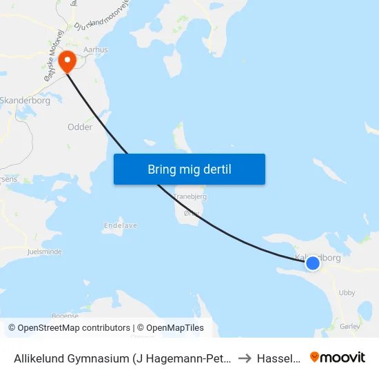 Allikelund Gymnasium (J Hagemann-Petersens Allé) to Hasselager map
