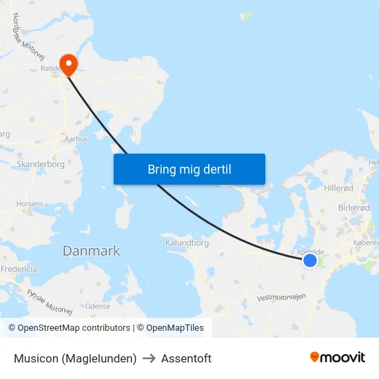 Musicon (Maglelunden) to Assentoft map