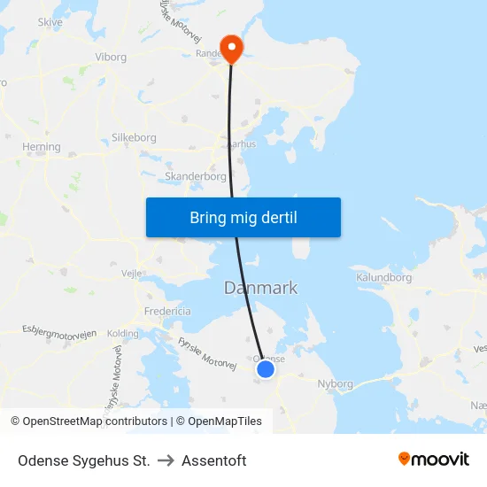 Odense Sygehus St. to Assentoft map