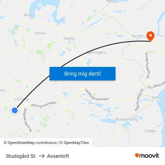 Studsgård St. to Assentoft map