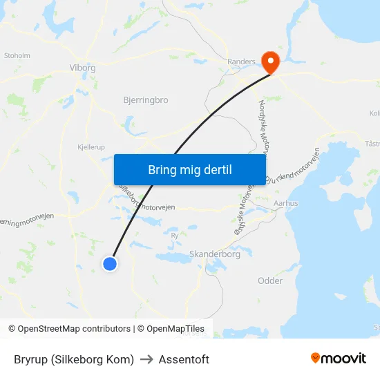 Bryrup (Silkeborg Kom) to Assentoft map