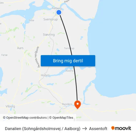 Danalien (Sohngårdsholmsvej / Aalborg) to Assentoft map