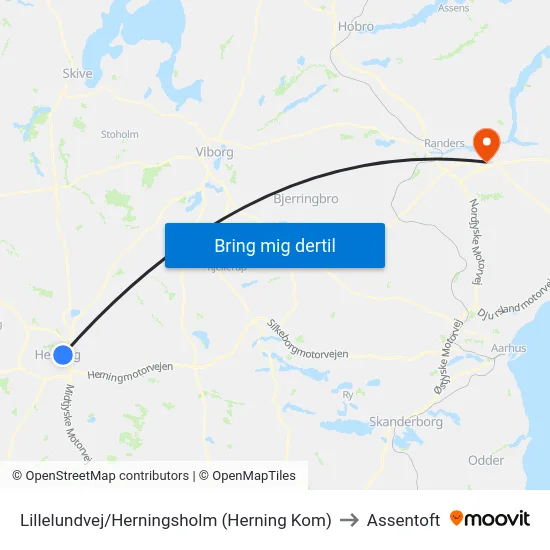 Lillelundvej/Herningsholm (Herning Kom) to Assentoft map