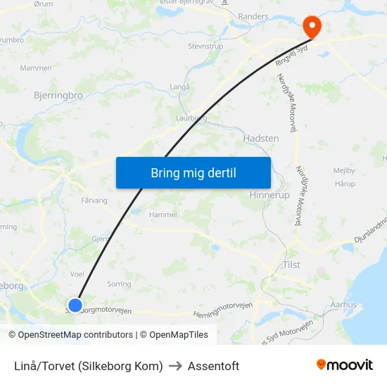 Linå/Torvet (Silkeborg Kom) to Assentoft map