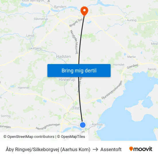 Åby Ringvej/Silkeborgvej (Aarhus Kom) to Assentoft map