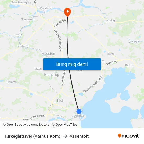 Kirkegårdsvej (Aarhus Kom) to Assentoft map