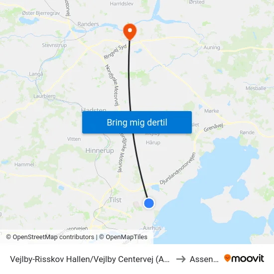 Vejlby-Risskov Hallen/Vejlby Centervej (Aarhus Kom to Assentoft map