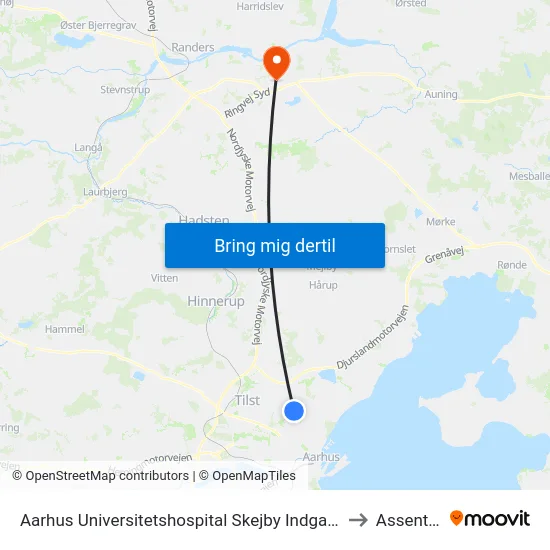 Aarhus Universitetshospital Skejby Indgang E/F to Assentoft map