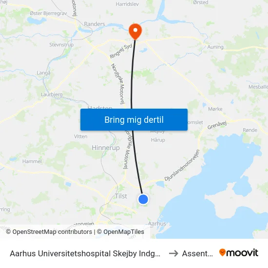 Aarhus Universitetshospital Skejby Indgang G to Assentoft map