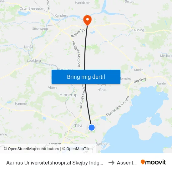 Aarhus Universitetshospital Skejby Indgang H to Assentoft map